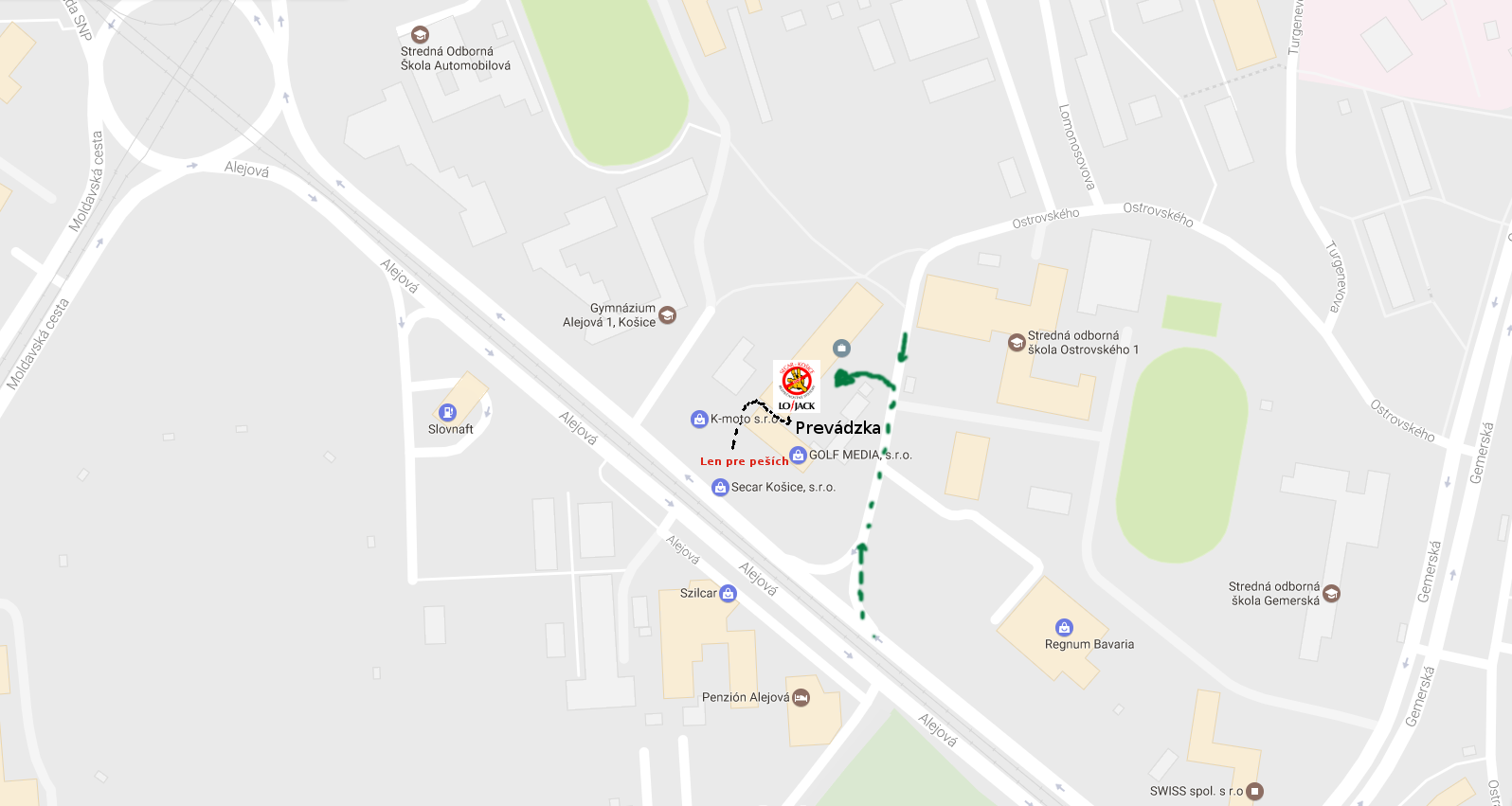 Mapa prevádzka Secar Košice, s.r.o.